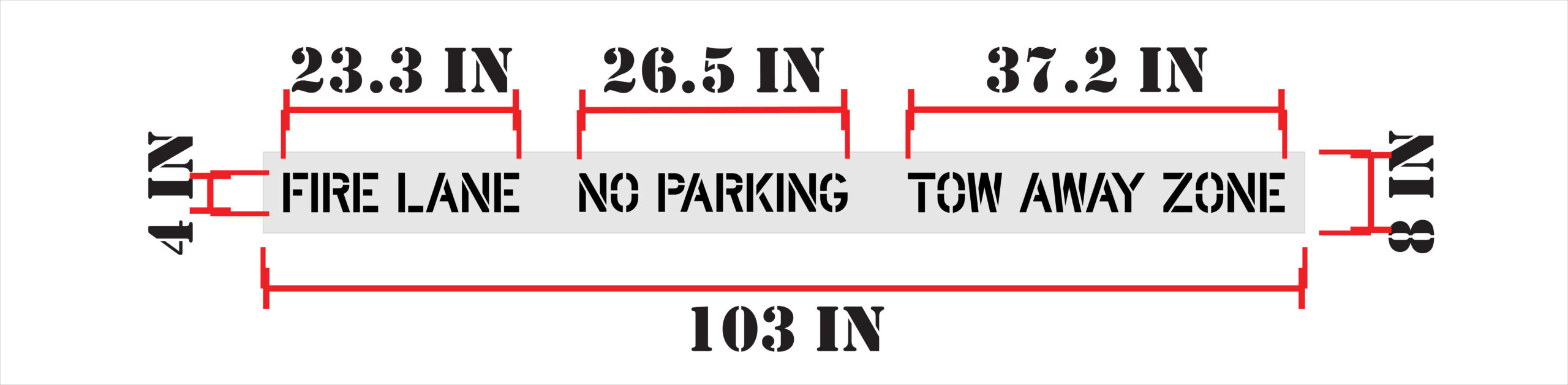 4-Inch Fire Lane No Parking Tow Away Zone Stencil - Image 2