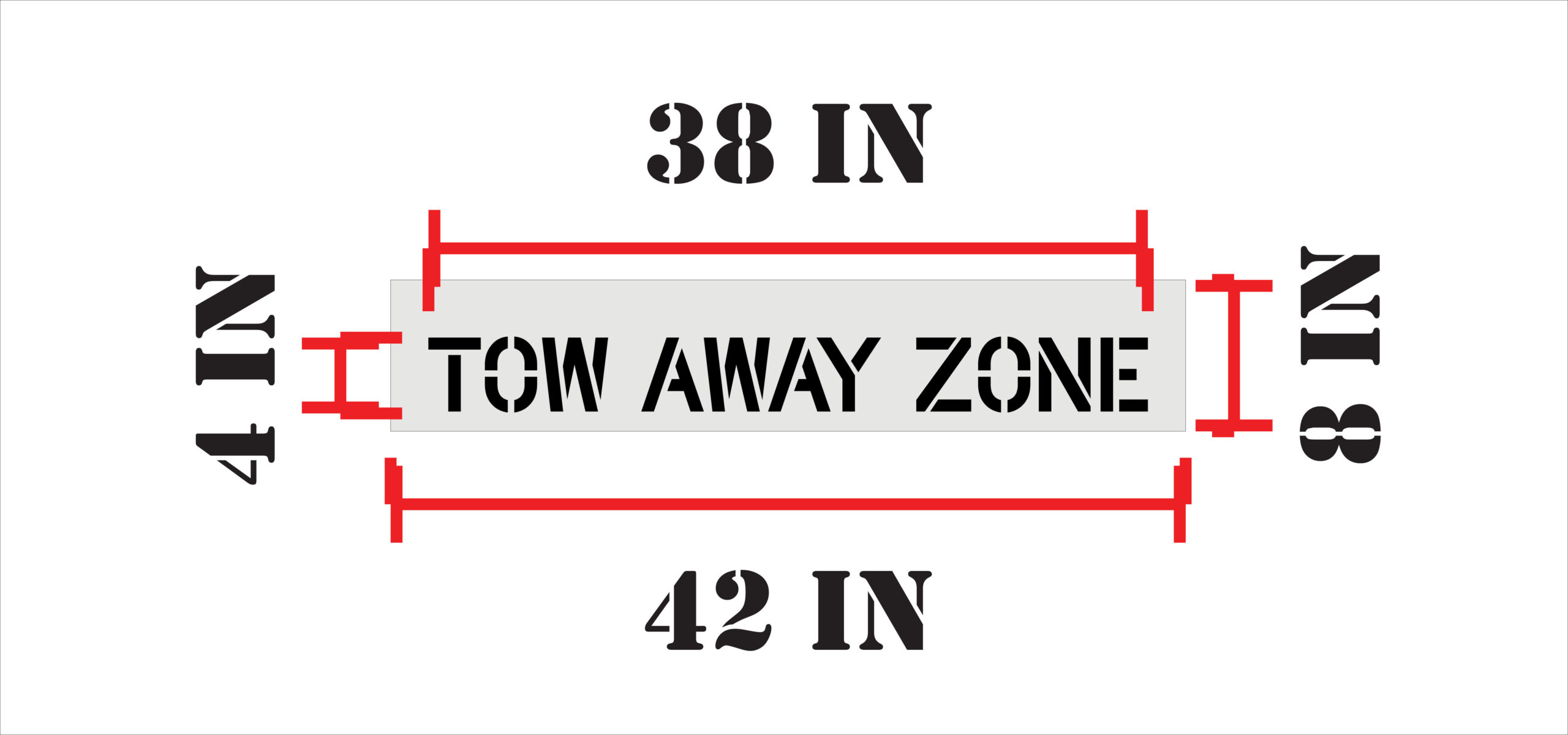 4" Tow Away Zone - Curb Stencil - Image 2