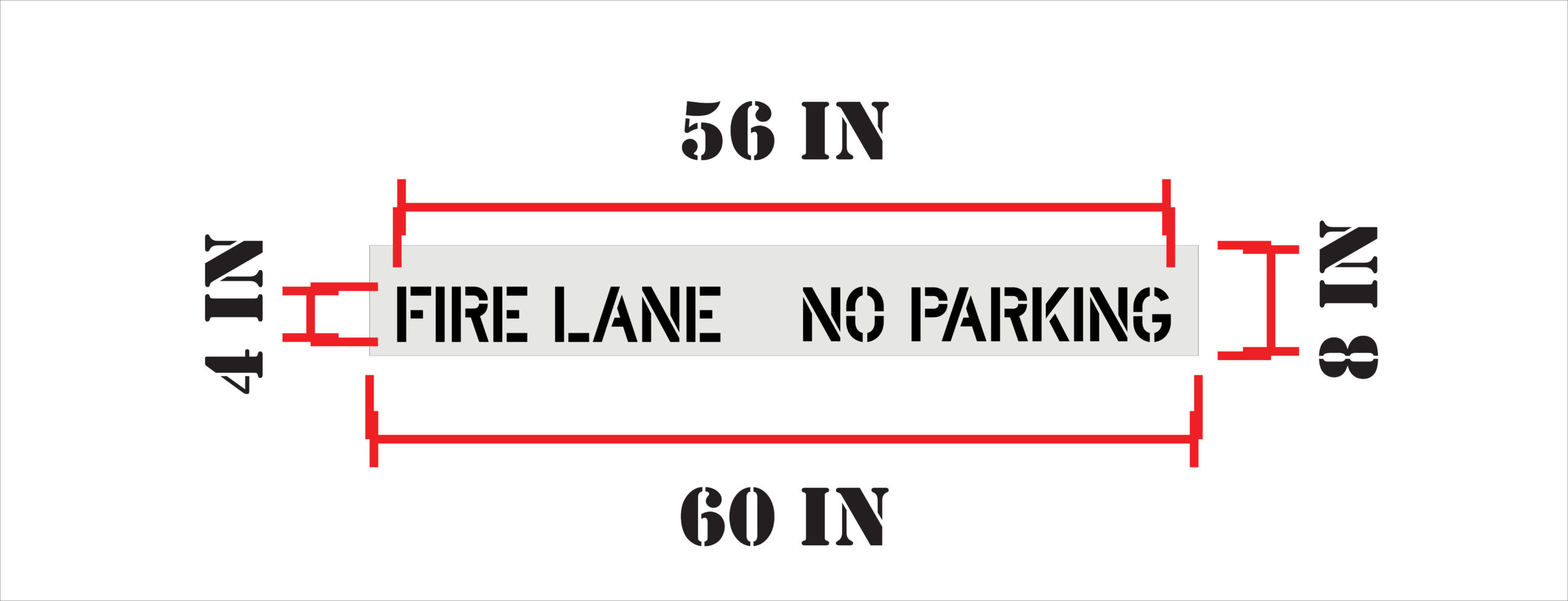 4" Fire Lane No Parking - Curb Stencil - Image 2