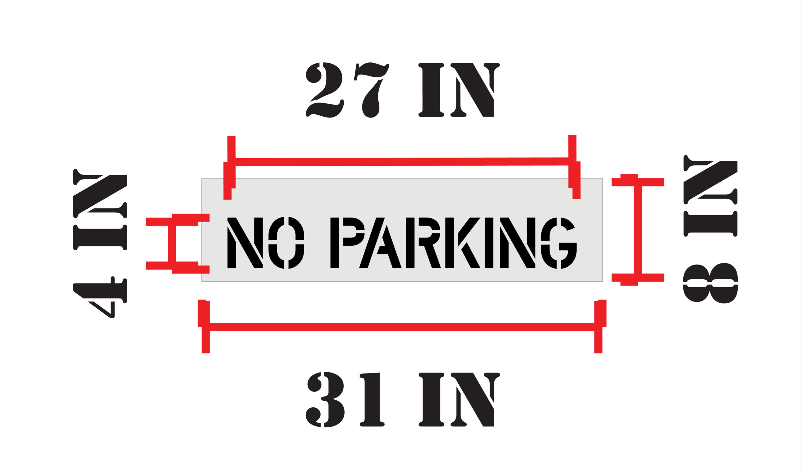4" No Parking - Curb Stencil - Image 2